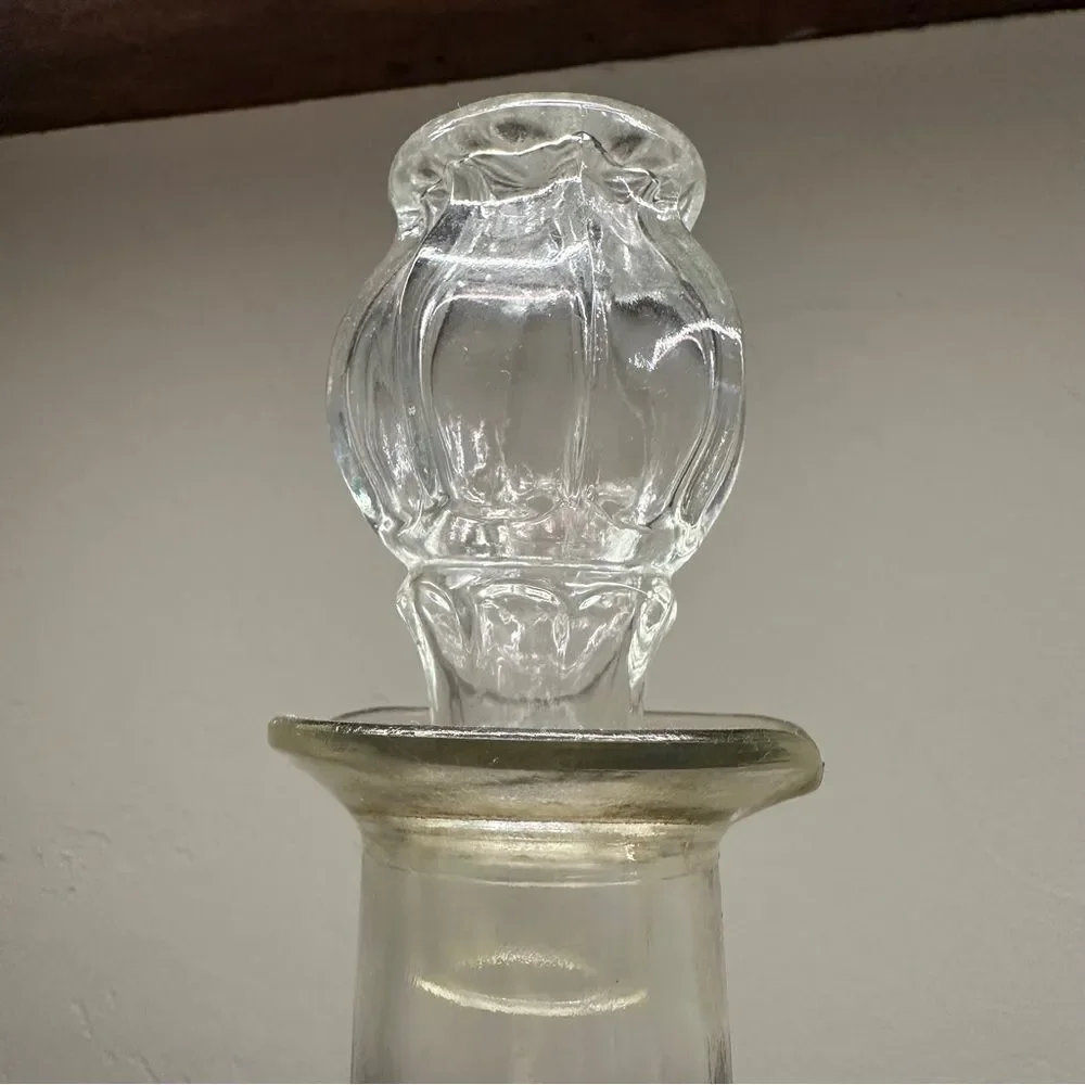 Vtg Vintage MCM molded glass depression glass Decanter and stopper
